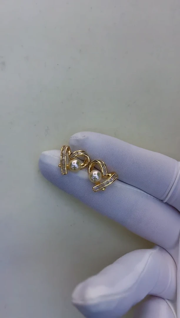 银S925镶嵌海水珍珠饰品设计款耳钉