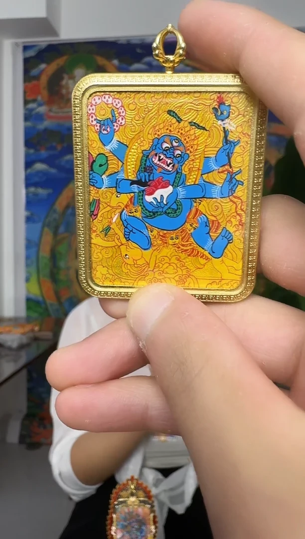 吊坠金唐大黑天--热贡元旦唐卡画院