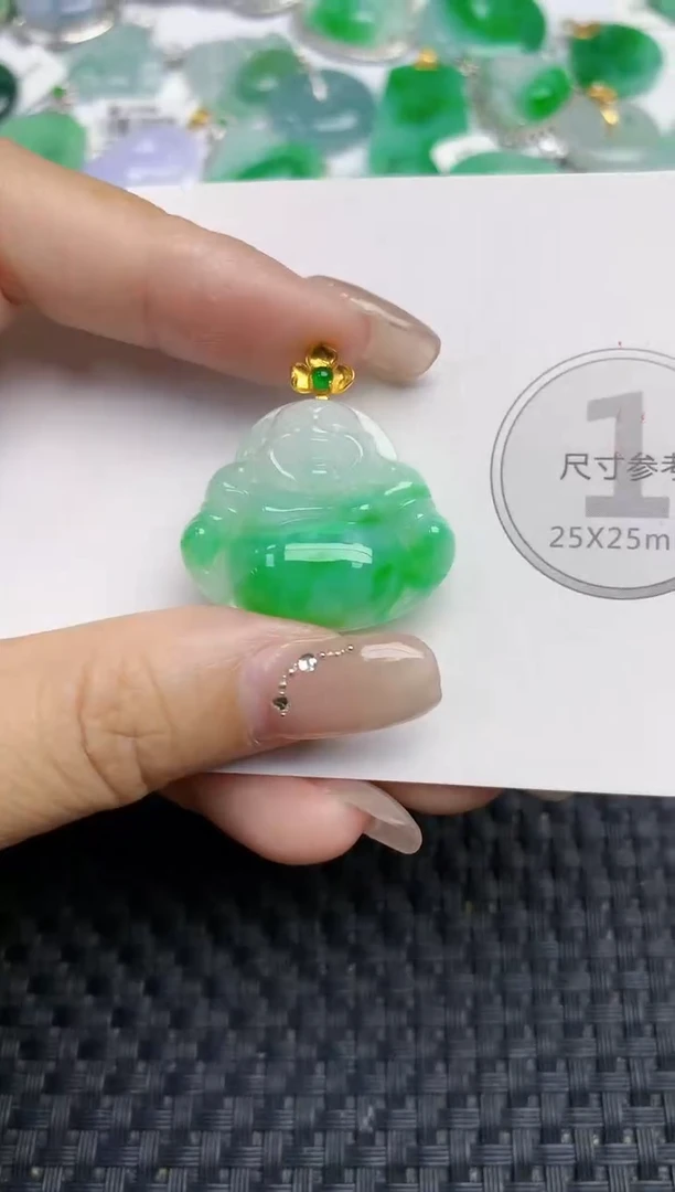 颈饰18K金镶嵌翡翠天然缅甸A货翡翠百元以上9元证书费自理