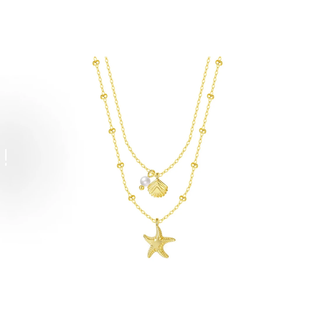 合金项链 【GOLIFIR】Weave 系列 金色海星贝壳度假风颈链X211