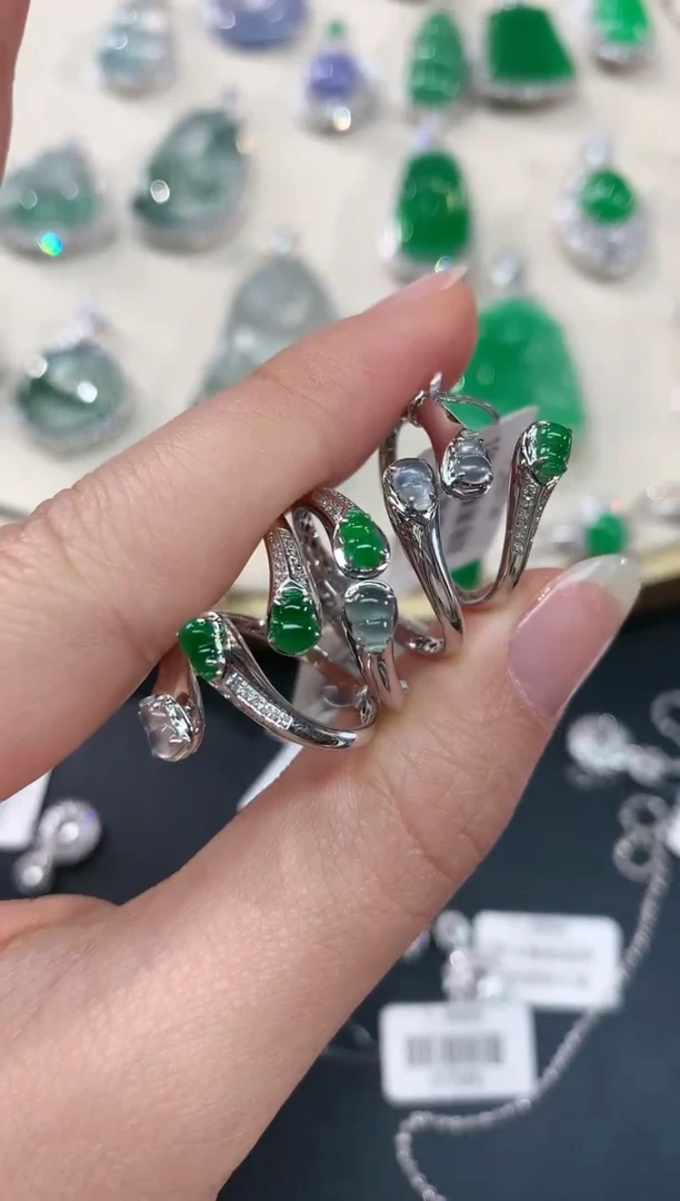 【小袁甄选】翡翠葫芦双生花戒指-18k金-多样性发其一JY01|CXQ1