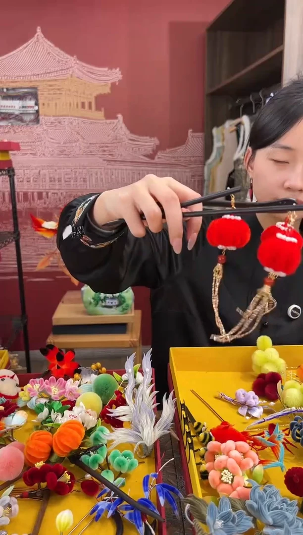【闪购商品】刺绣非遗绒花（发饰）