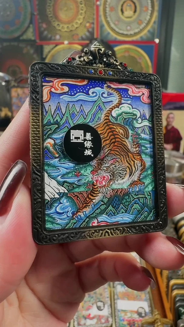 吊坠 壹善缘城手绘唐卡虎