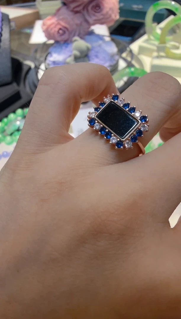 银S925镶嵌戒指翡翠多样性团购发一件