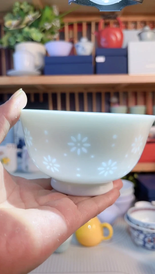 白泥手工玲珑高温白瓷4.5英寸米饭碗