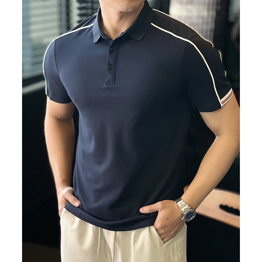 奥兰德保罗复古撞色运动商务短袖Polo衫男弹力休闲高尔夫T恤春夏