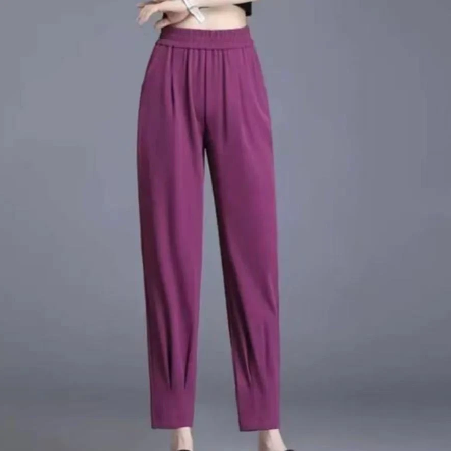 B465大码显瘦高腰休闲百搭夏季薄款宽松裤子