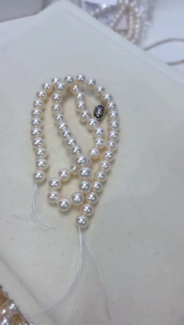 淡水珍珠银S925镶嵌颈饰7.5-8.5MM