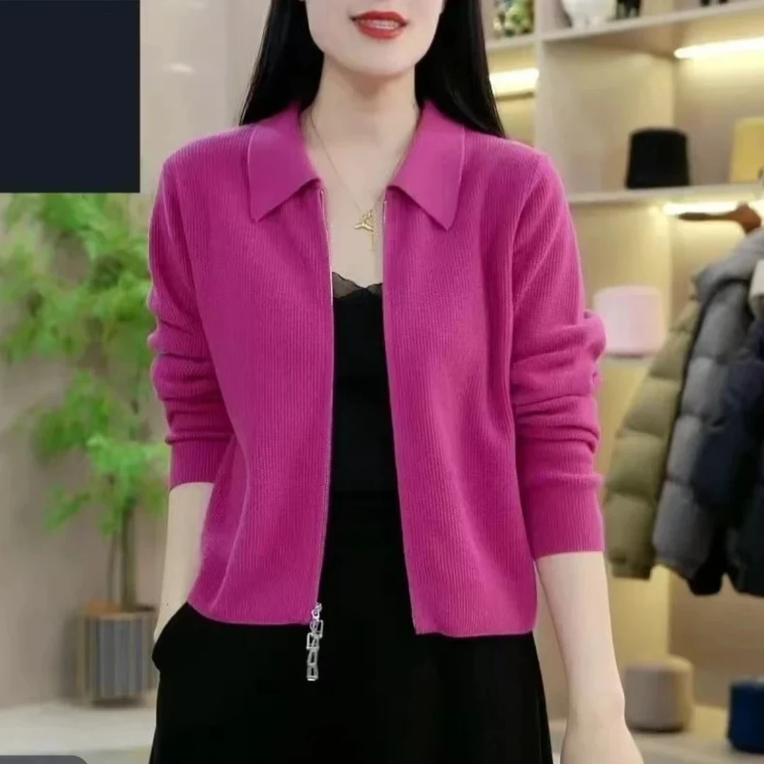 迈5高档时尚气质休闲短款针织开衫毛衣春季新品