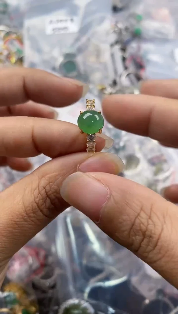 银S925镶嵌戒指翡翠444                 8