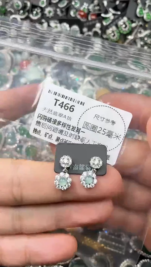 翡翠未镶嵌颈饰T466耳钉