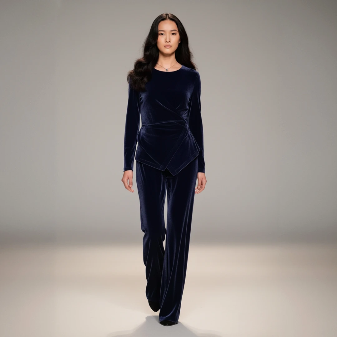 【C180】真丝丝绒时尚新款气质风迪拜服饰休闲轻奢【套装】设计师