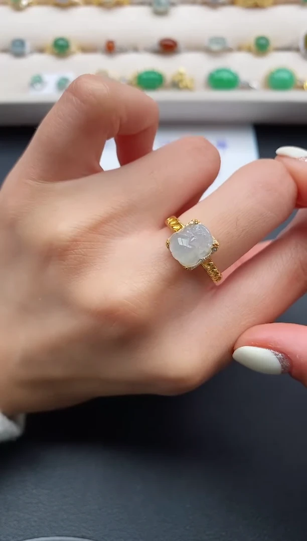 银S925镶嵌戒指翡翠5555555+9