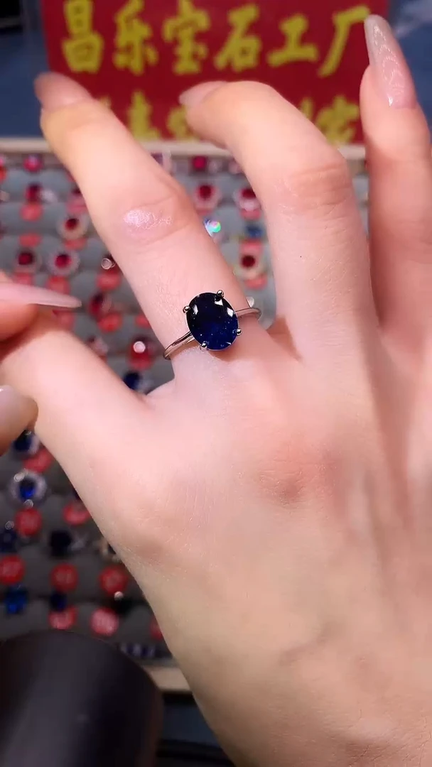 【闪购商品】蓝宝石戒指银S925镶嵌1111