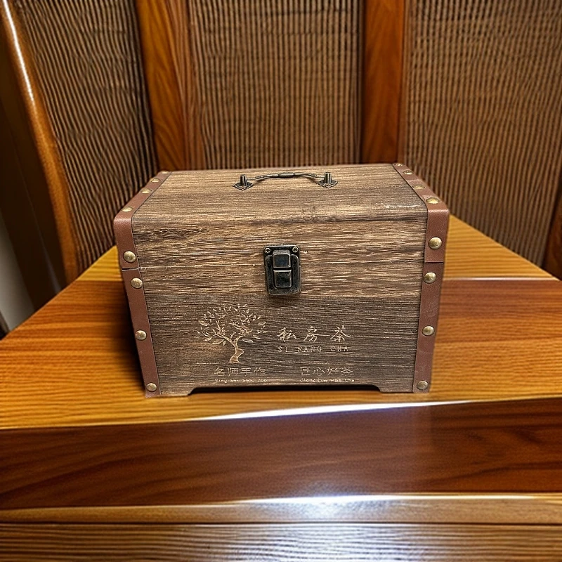 实木收纳箱铆钉复古茶叶实储茶盒普洱茶木盒小礼盒收纳盒木箱
