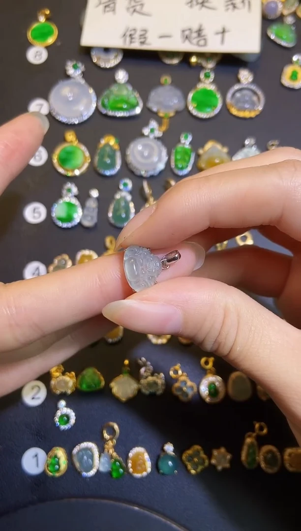 吊坠(不含链)银S925镶嵌翡翠1