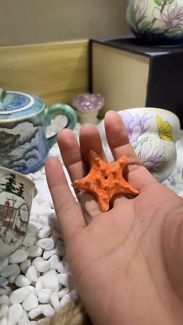 手工陶瓷海星香插摆件