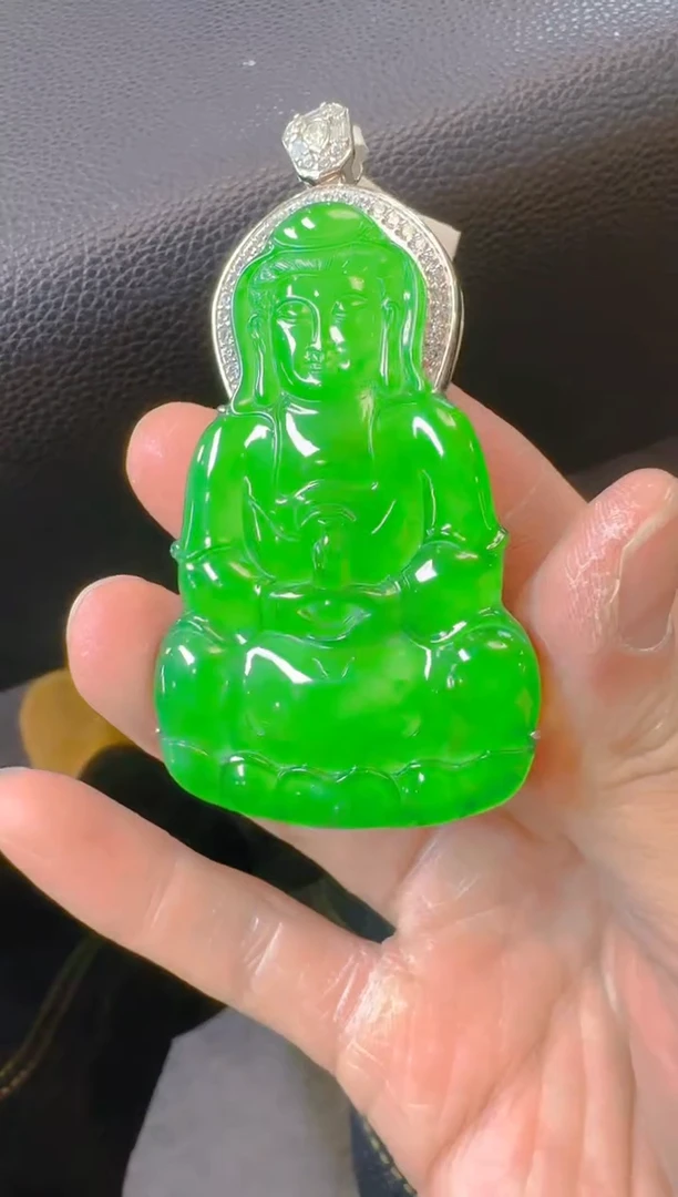 吊坠(赠链)银S925镶嵌翡翠天然A货翡翠