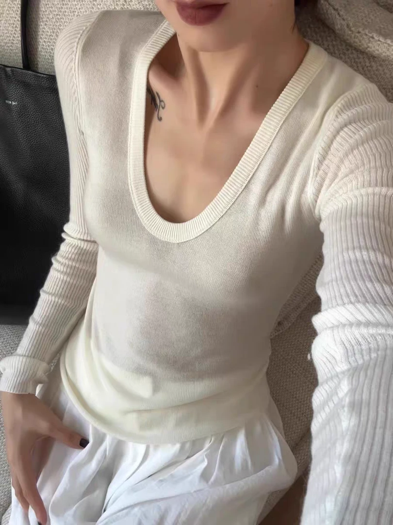 2025春季简约百搭长袖天丝针织衫