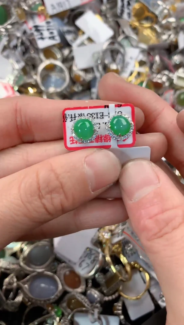 银S925镶嵌戒指翡翠11-----21