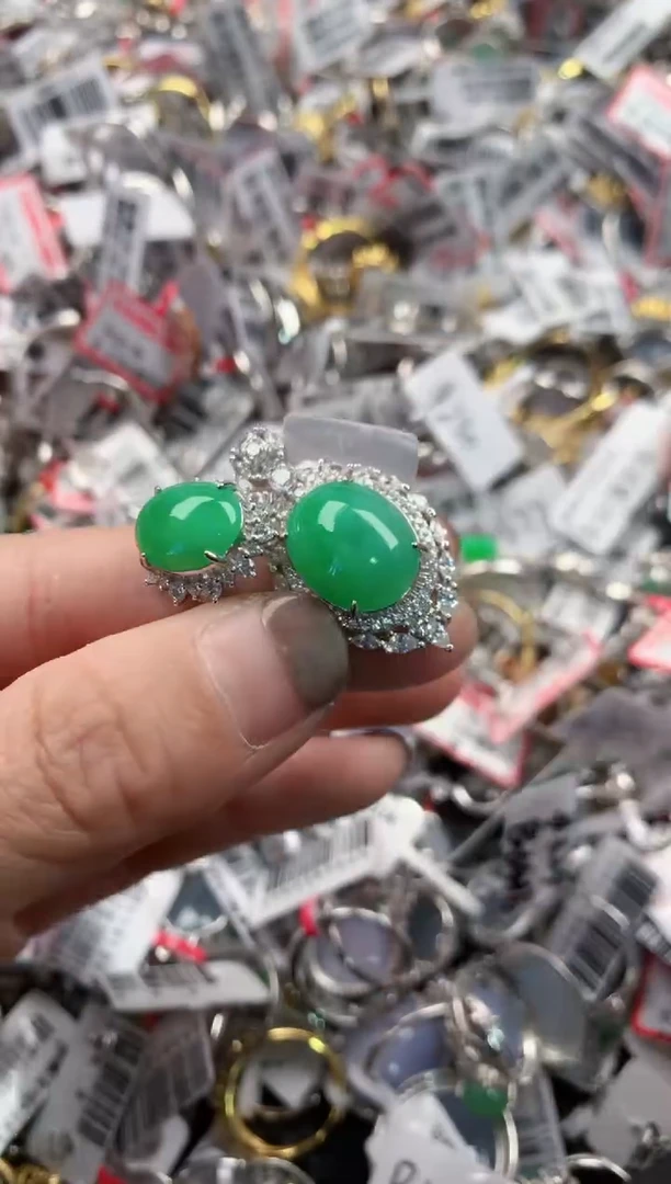 银S925镶嵌戒指翡翠999  1