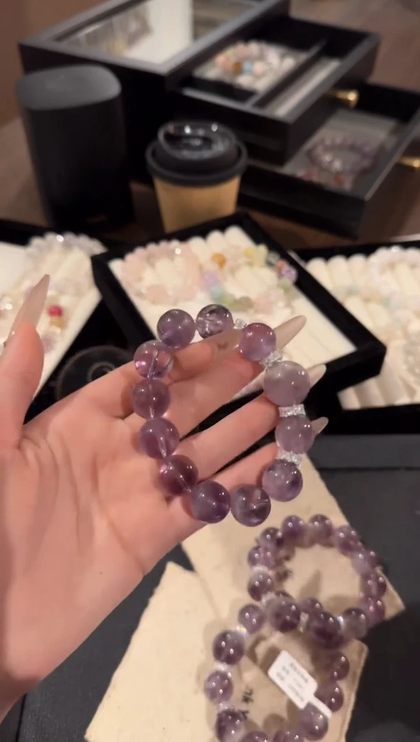 水晶手链合金紫兔毛x1603