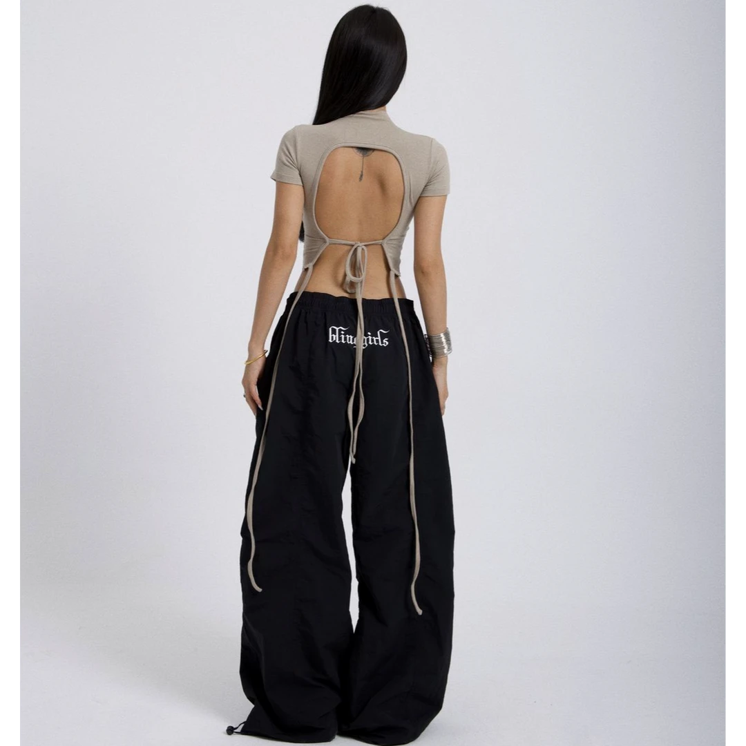 嘻哈风宽松运动裤子男女潮流ins欧美辣妹时尚休闲裤伞兵裤工装裤