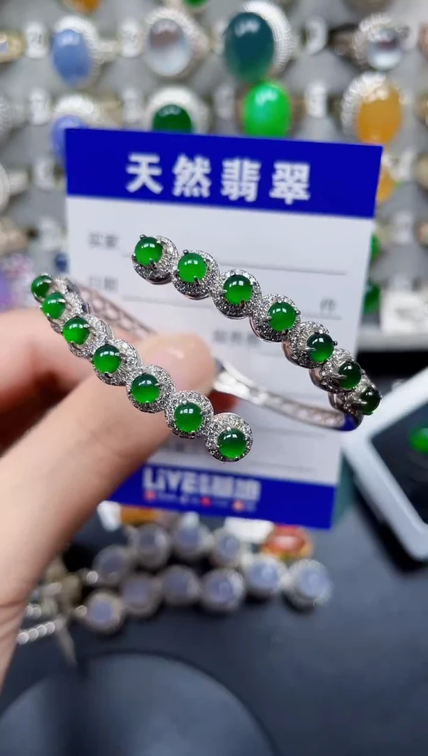 银S925镶嵌手镯翡翠102