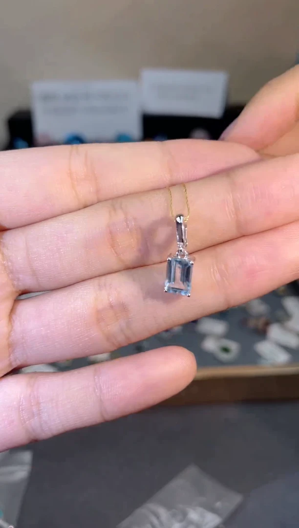 吊坠(不含链)银S925镶嵌托帕石天然宝石