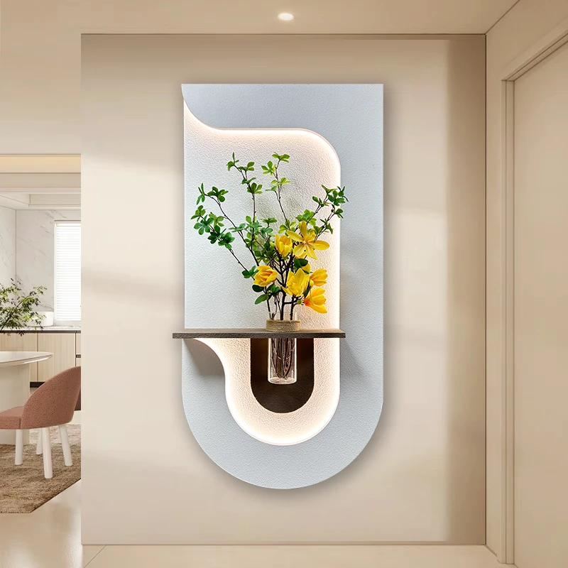 立体砂岩水培绿植新款奶油风玄关客厅走廊背景墙装饰画3d