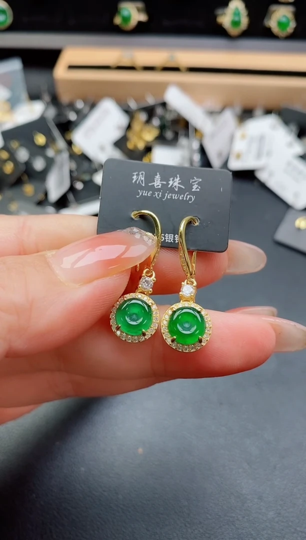 银S925镶嵌戒指翡翠1