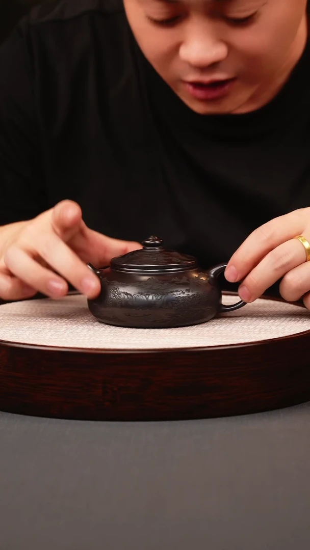 茶壶紫砂石黄山水寒江