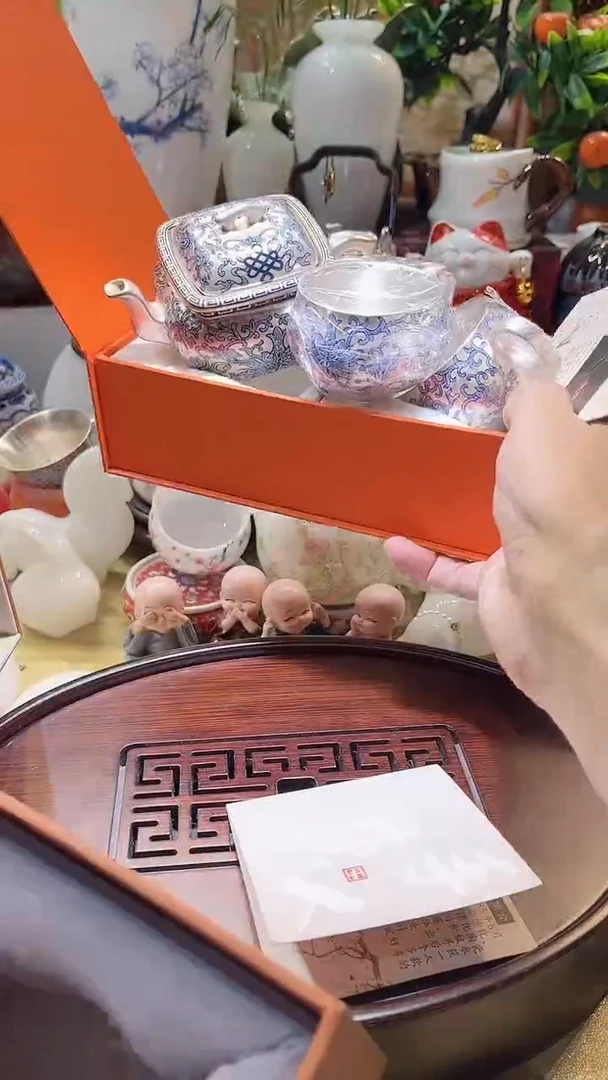 瓷片德艺茶器直播间@@银咖对杯+壶