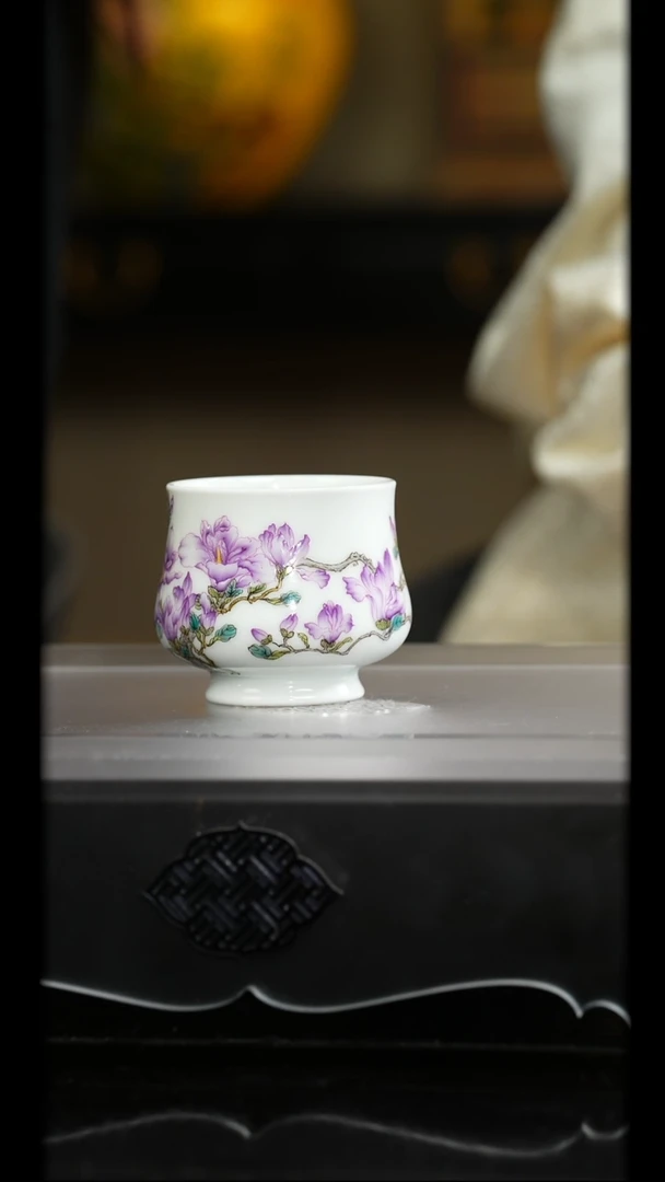 溢珍堂丨幻彩紫玉兰炉士杯景德镇陶瓷