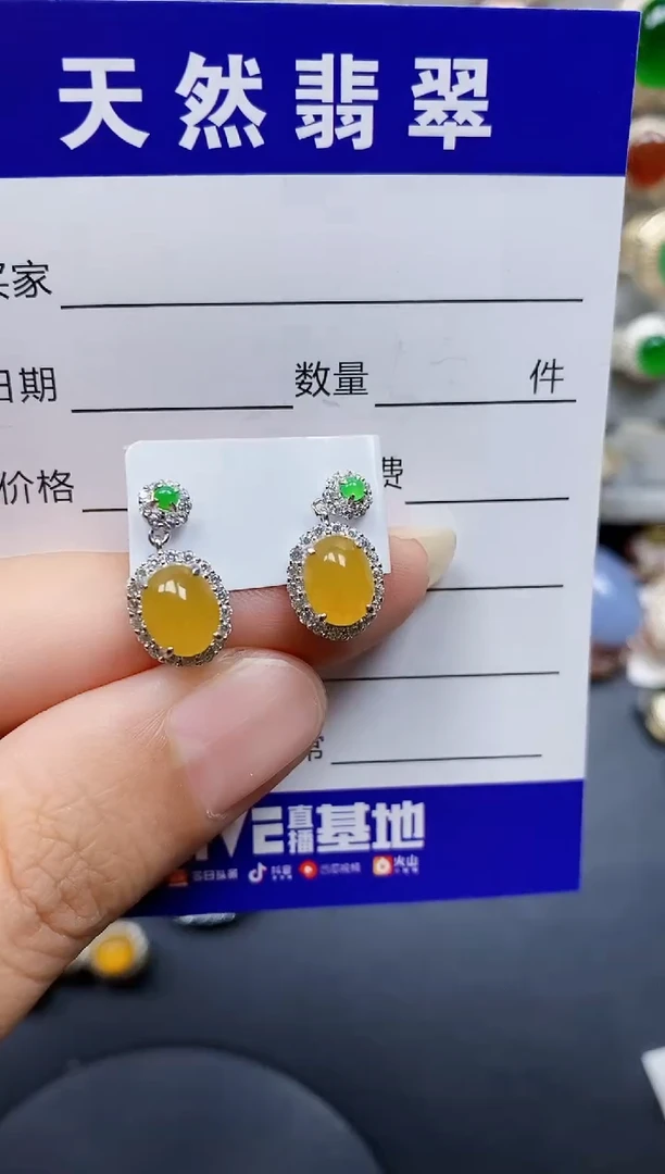 翡翠银S925镶嵌耳饰262