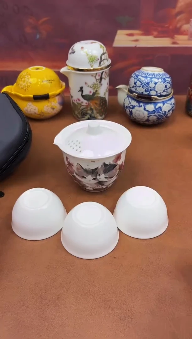 陶瓷茶具摆件旅行套组