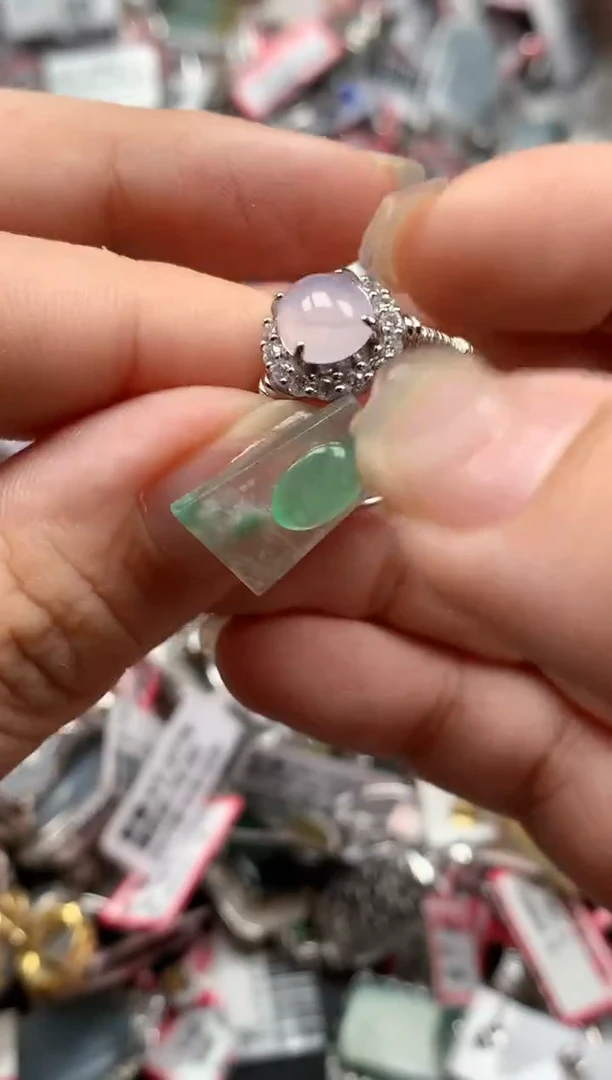 银S925镶嵌戒指翡翠天然A货缅甸翡翠