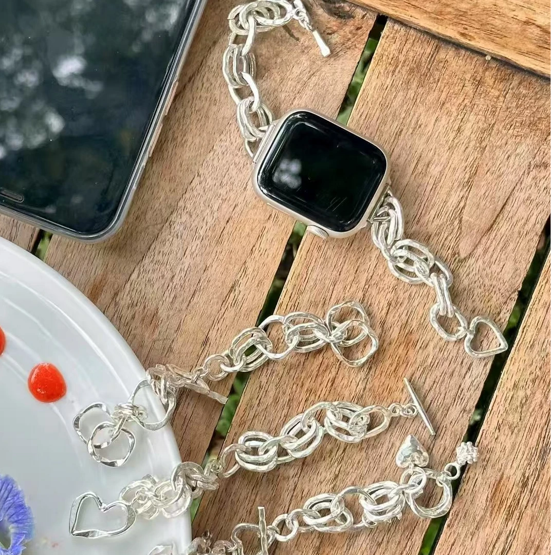 泰国清迈 纯银手链双层设计爱心OT扣 下单需备注型号