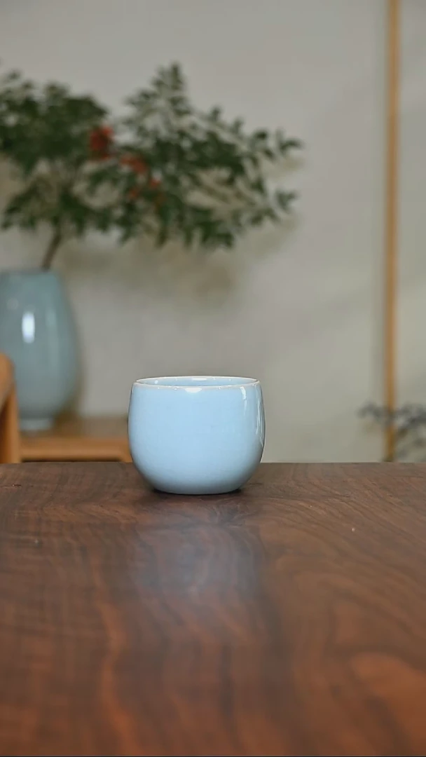 暖心杯 天青 微瑕 朱法喜款