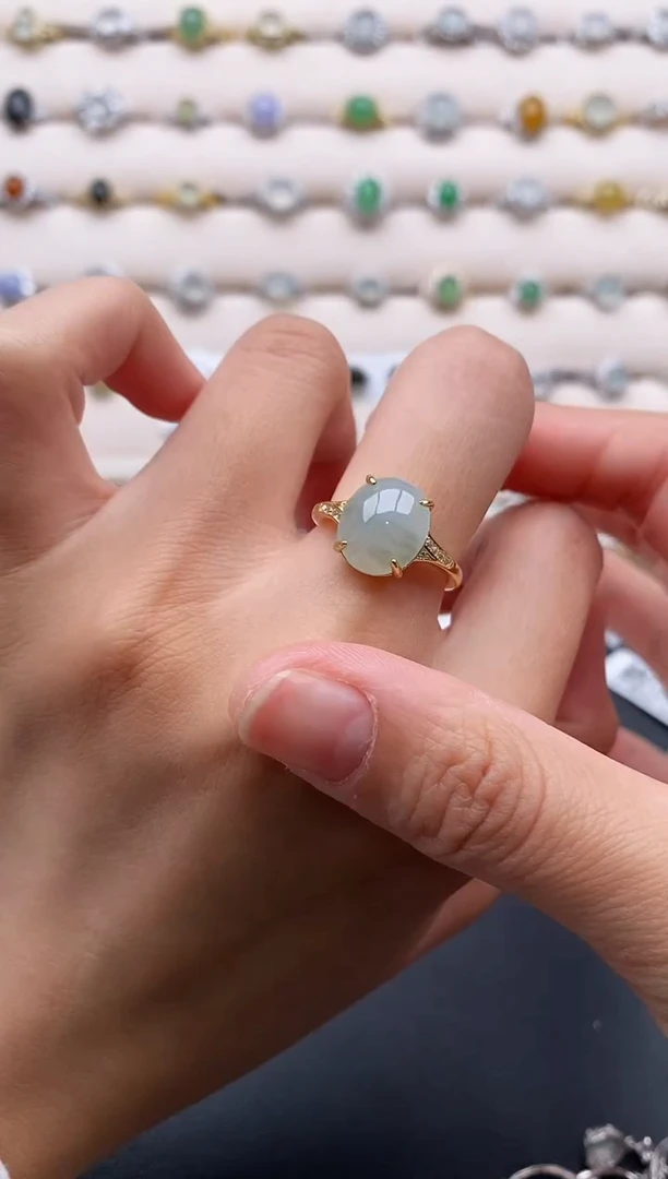 银S925镶嵌戒指翡翠3333333+5