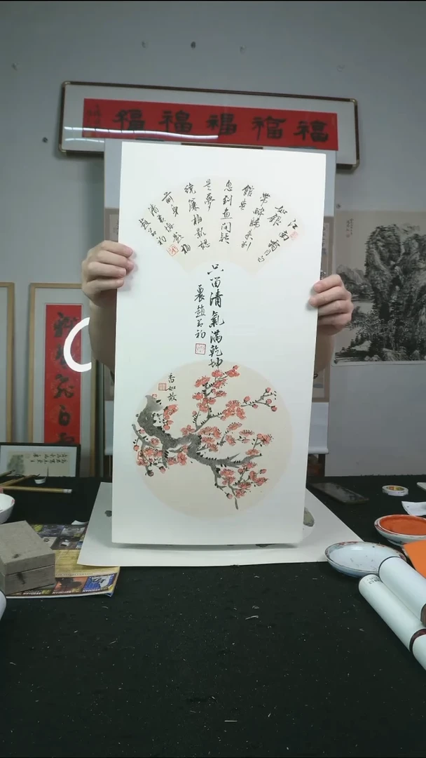 国画梅花/软卡/33*66cm
