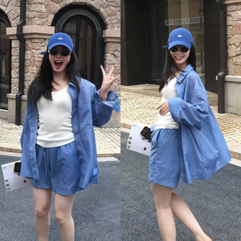2025年夏季韩系时尚潮流百搭精品女装宽松衬衫背心短裤洋气三件套