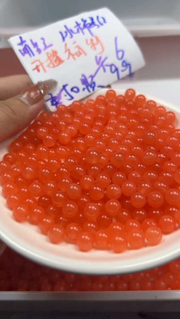 南红玛瑙未镶嵌颈饰w87冰柿子红南红6mm*50颗