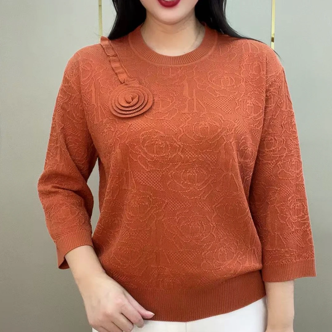 早秋漂亮韩版时尚爆款潮流针织女装显瘦妈妈圆领减龄百搭小衫外搭