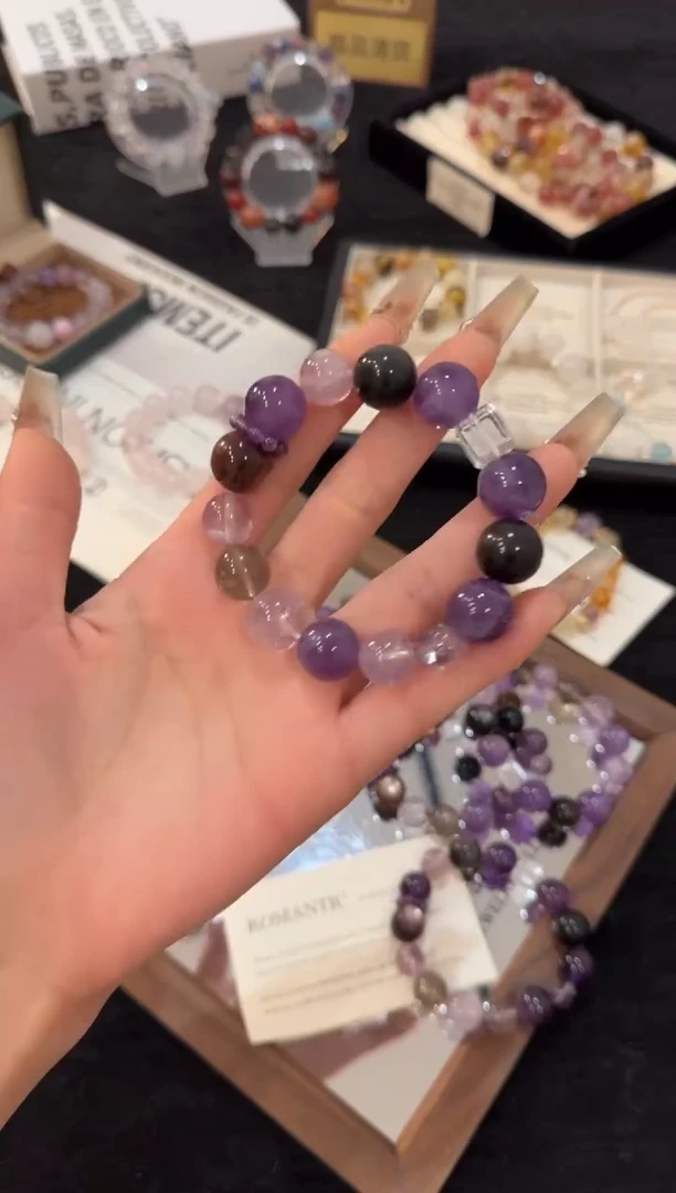 未镶嵌手链水晶紫水晶多宝x3074