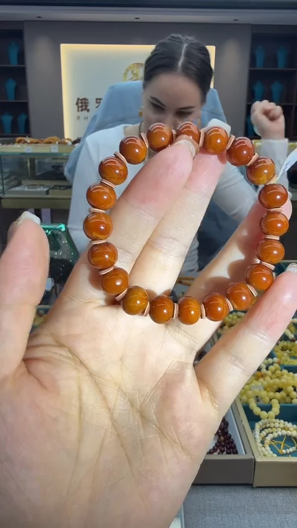 手链琥珀未镶嵌40秒拍号 假一罚三