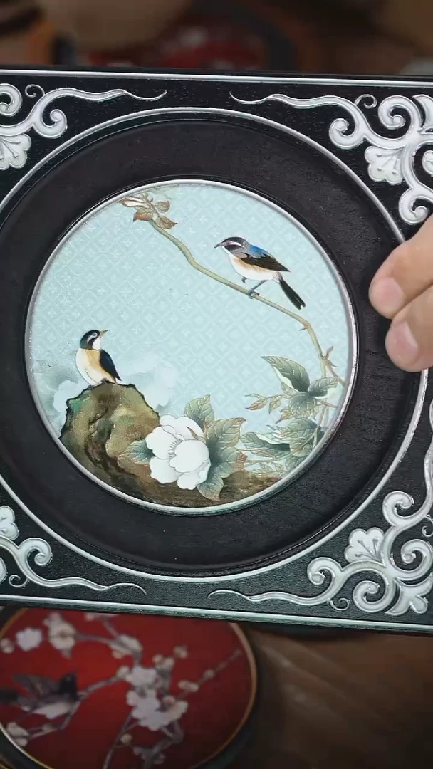 壹藏贰宝青色花鸟壶承