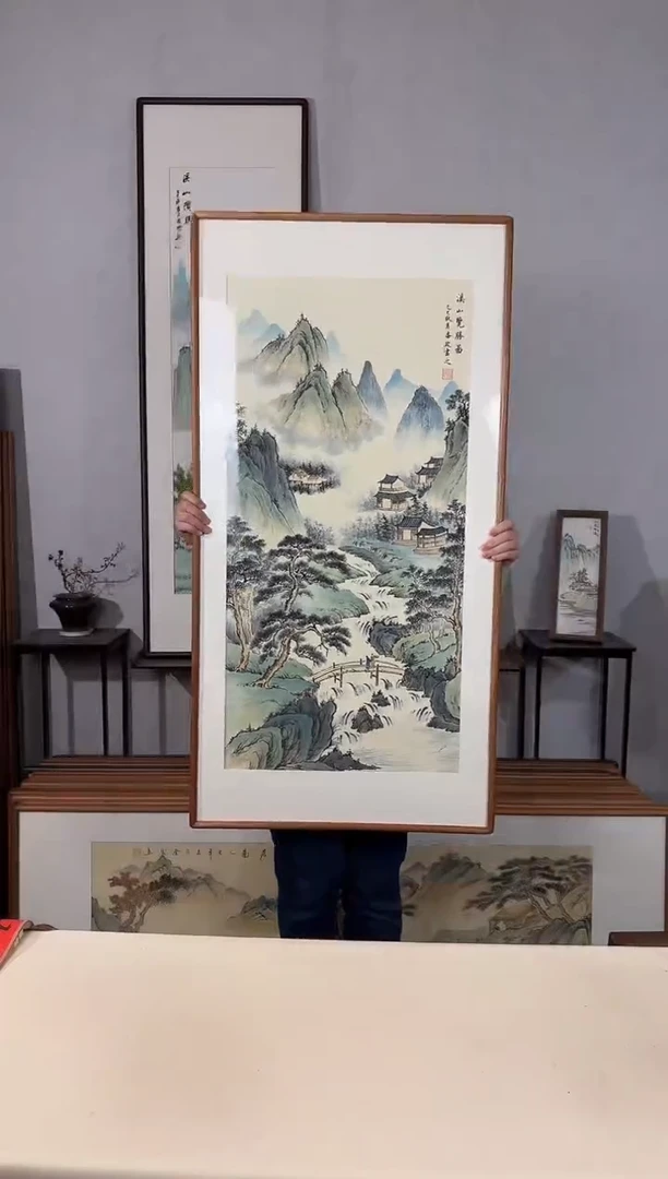 国画手绘*溪山揽胜*62*122cm带框发货