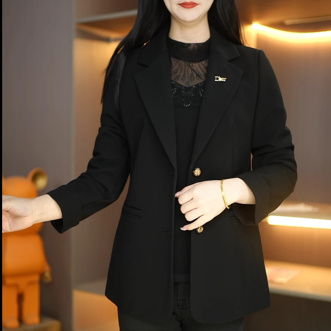 洋气黑色小西装外套女2024年秋装气质修身显瘦西服上衣