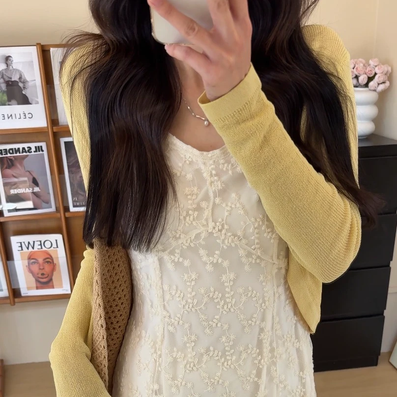 2025春夏上新短款百搭针织开衫薄款气质设计感外搭